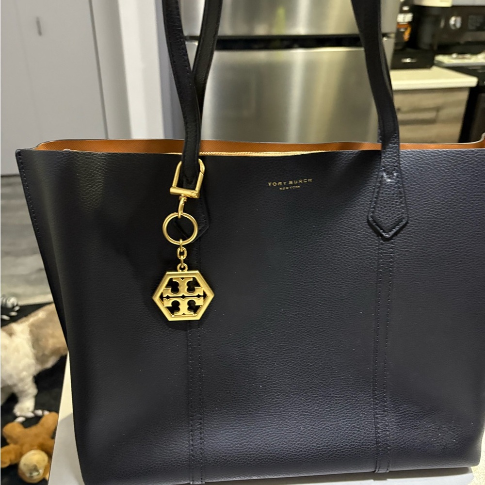 Tory Burch Black Tote with Gold Charm